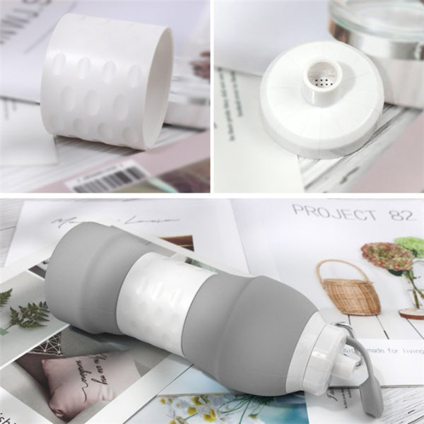 Collapsible Silicone Water Bottle 580ml BPA-Free Foldable Travel Leakproof