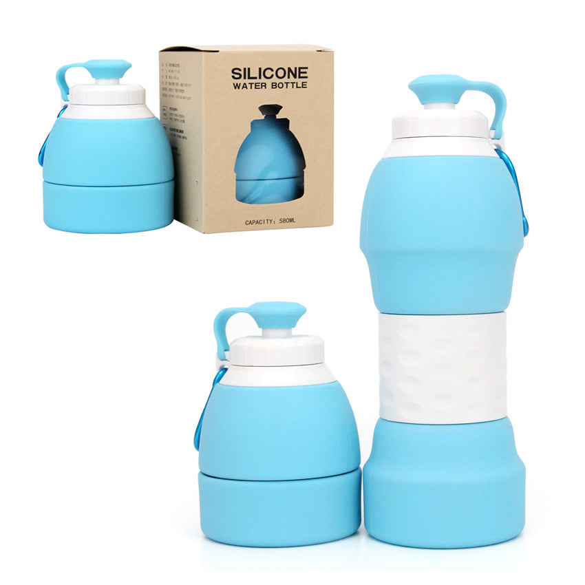 Collapsible Silicone Water Bottle 580ml BPA-Free Foldable Travel Leakproof