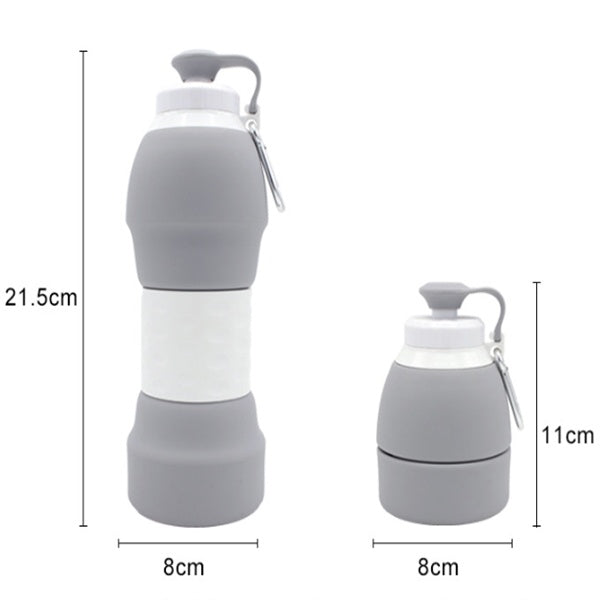 Collapsible Silicone Water Bottle 580ml BPA-Free Foldable Travel Leakproof