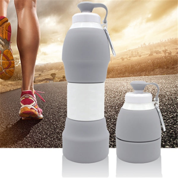 Collapsible Silicone Water Bottle 580ml BPA-Free Foldable Travel Leakproof