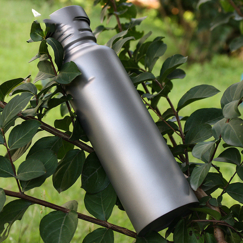 Titanium survival flask 750ml wide mouth in nature – corrosion resistant outdoor bottle