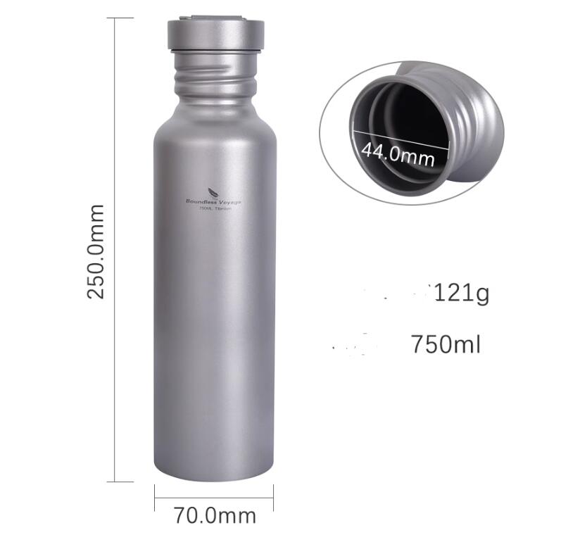 Titanium hiking bottle 750ml dimensions – 4.26 oz lightweight camping canteen