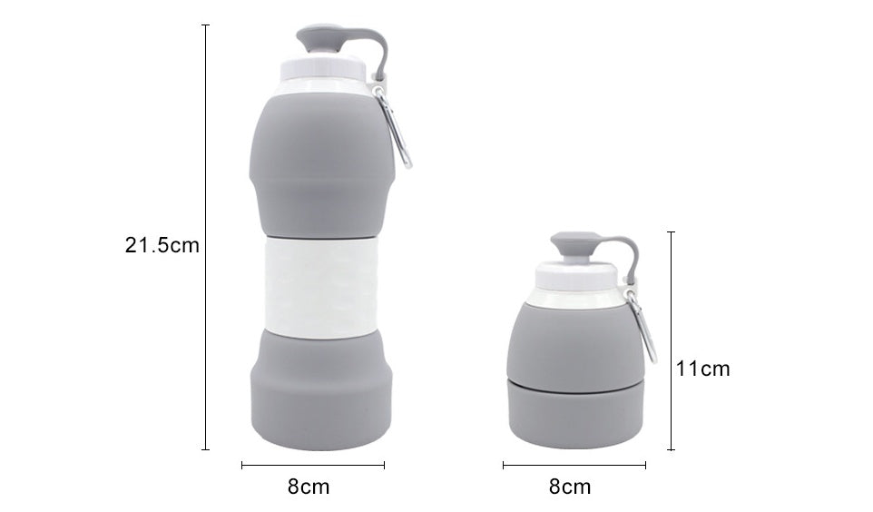 Collapsible Silicone Water Bottle 580ml BPA-Free Foldable Travel Leakproof