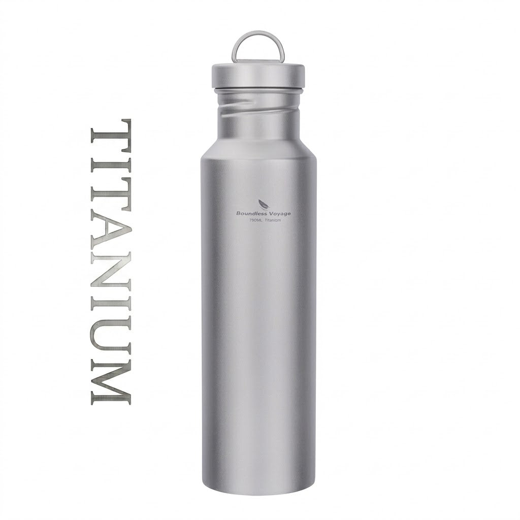 Ultralight Titanium Water Bottle 750ml Wide Mouth BPA-Free Flask Hiking Camping