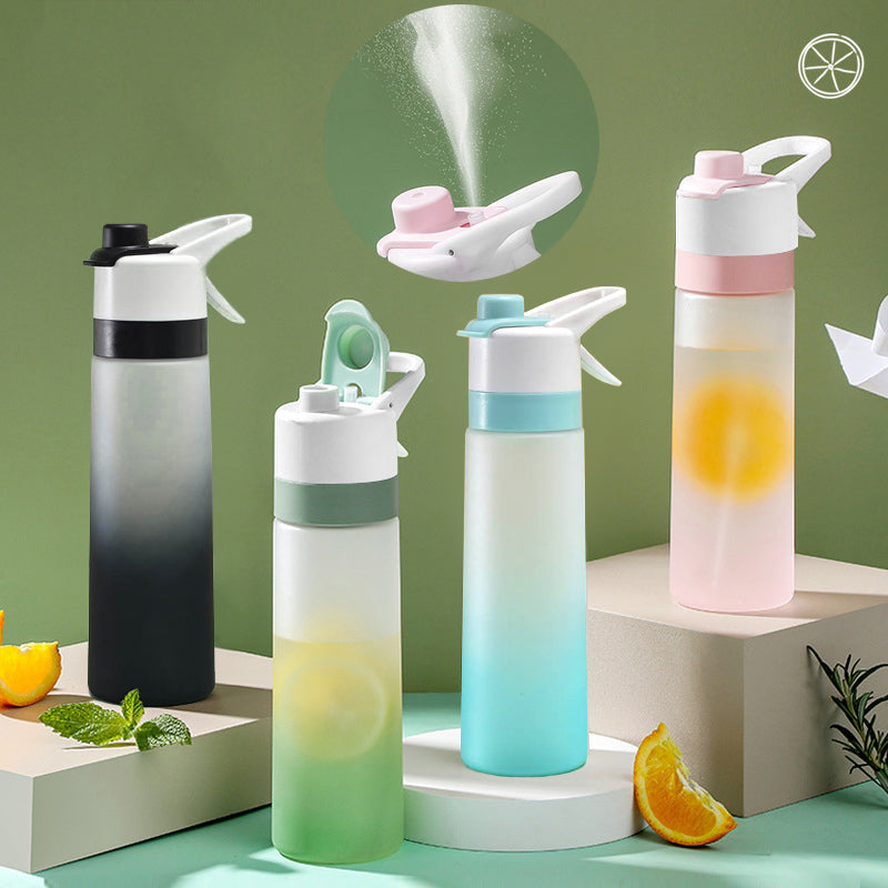 Pink spray water bottle 600ml for women outdoor sports and fitness