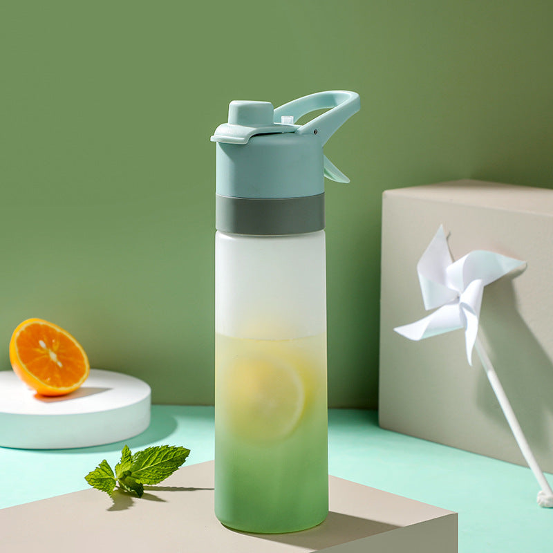 Portable spray water bottle with leak-proof design for active lifestyle