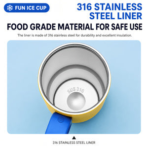Close-up of the food-grade 316 stainless steel interior base of the insulated cup.